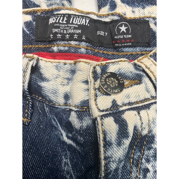 Smith & Graham Hustle Today Distressed Acid Wash Denim Cargo Jeans‎ Size 7 - Picture 2 of 9